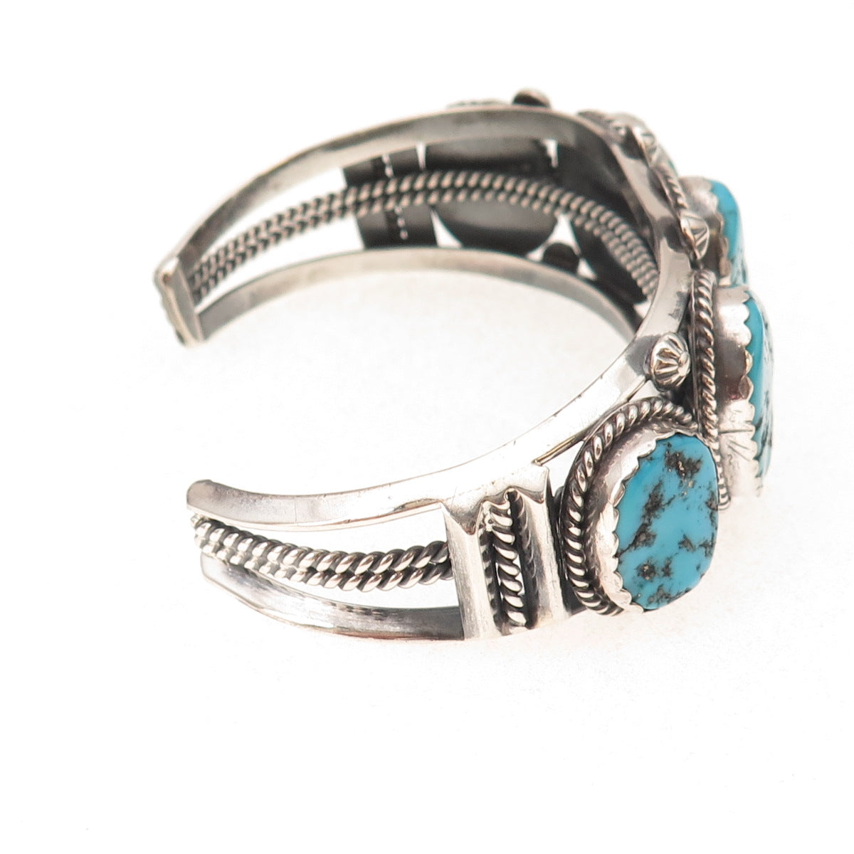 Calvin Spencer Navajo Old Pawn Sterling Vintage Turquoise Adjustable Bracelet 7"