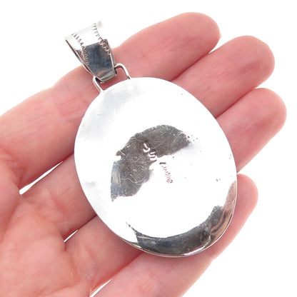 James Shay Navajo Old Pawn Sterling Silver Vintage Agate Large Tribal Pendant