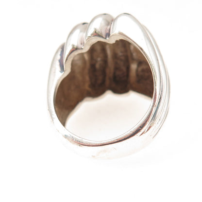 925 Sterling Silver Vintage Modernist Oxidized Ring Size 6