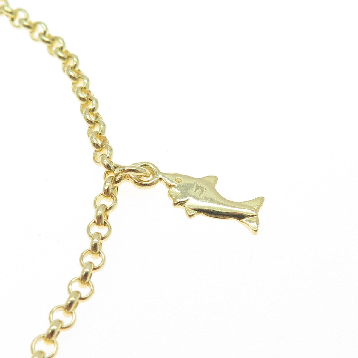 925 Sterling Gold Plated Elephant Turtle Shark Butterfly & Flower Bracelet 7"
