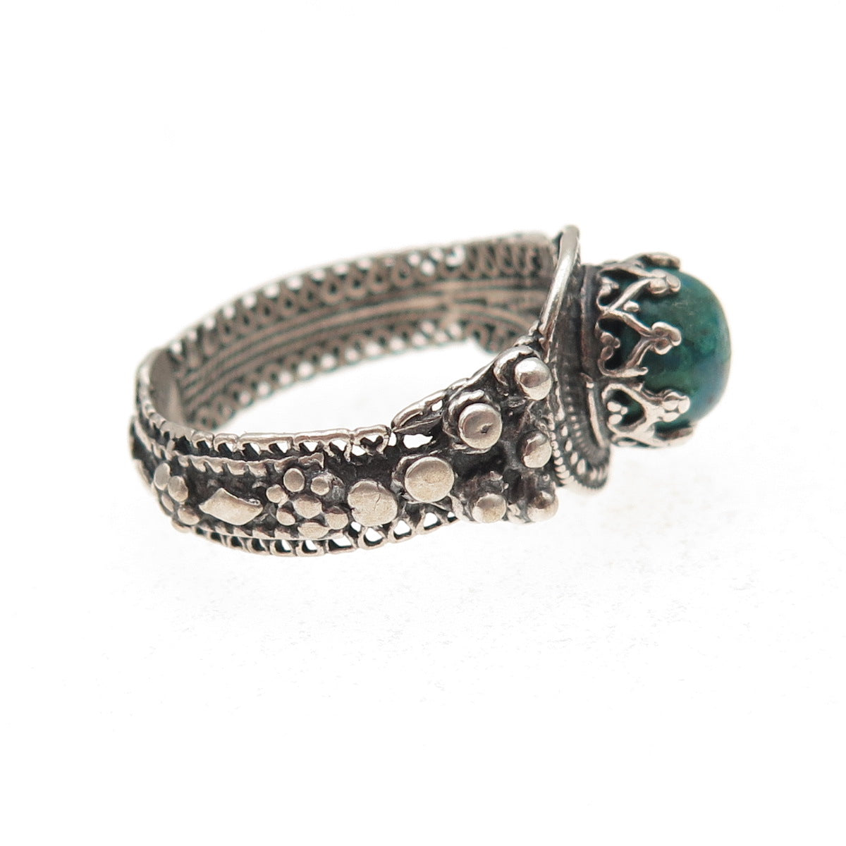 925 Sterling Silver Vintage CP Israel Real Eilat Oxidized Ring Size 7