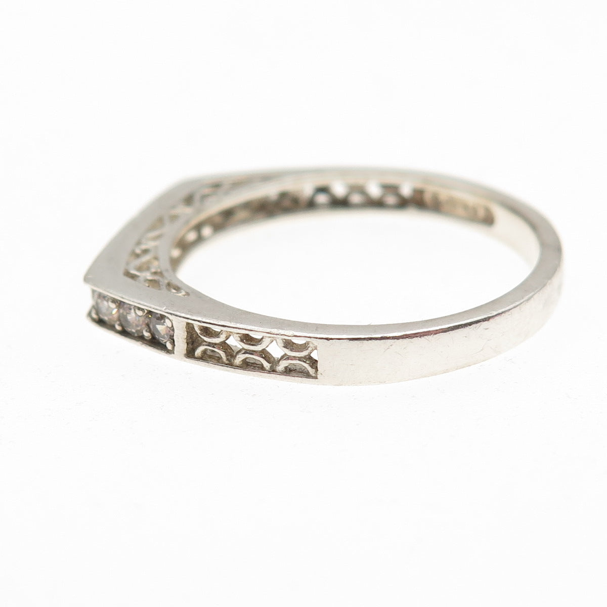 925 Sterling Silver Round-Cut C Z Stackable Ring Size 10