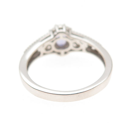Chuck Clemency 925 Sterling Silver Real Tanzanite & White Topaz Ring Size 8.25