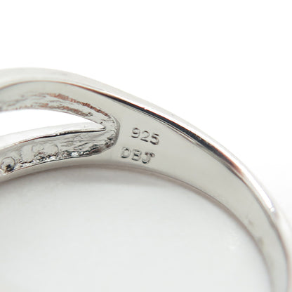 925 Sterling Silver Real Round-Cut Black Diamond Heart Ring Size 7.75