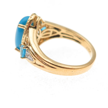 Chuck Clemency 925 Sterling Gold Plated Turquoise Apatite & Topaz Ring Size 8.25