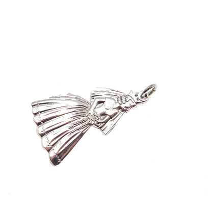 925 Sterling Silver Vintage Bride Charm Pendant