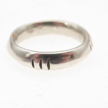925 Sterling Silver Vintage Ribbed Oxidized Band Ring Size 5.75