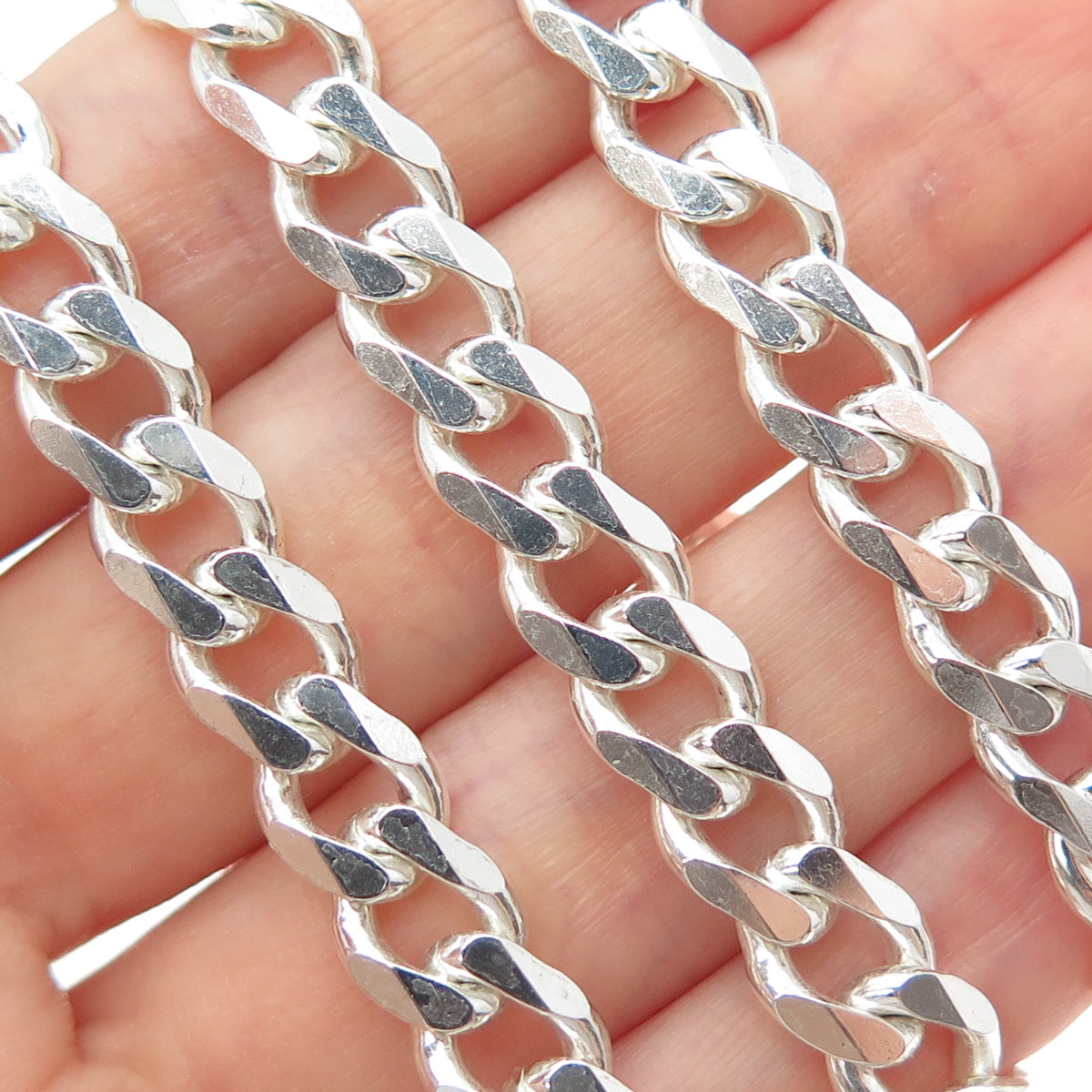 925 Sterling Silver Vintage Italy Curb Chain Necklace 22"