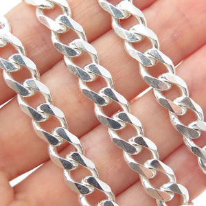 925 Sterling Silver Vintage Italy Curb Chain Necklace 22"