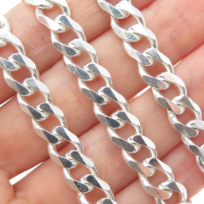 925 Sterling Silver Vintage Italy Curb Chain Necklace 22"