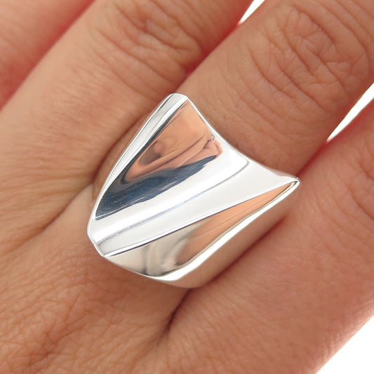 925 Sterling Silver Vintage Modernist Ring Size 7.75