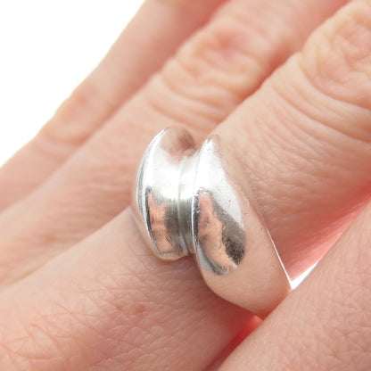 925 Sterling Silver Vintage Modernist Bypass Ring Size 7.25