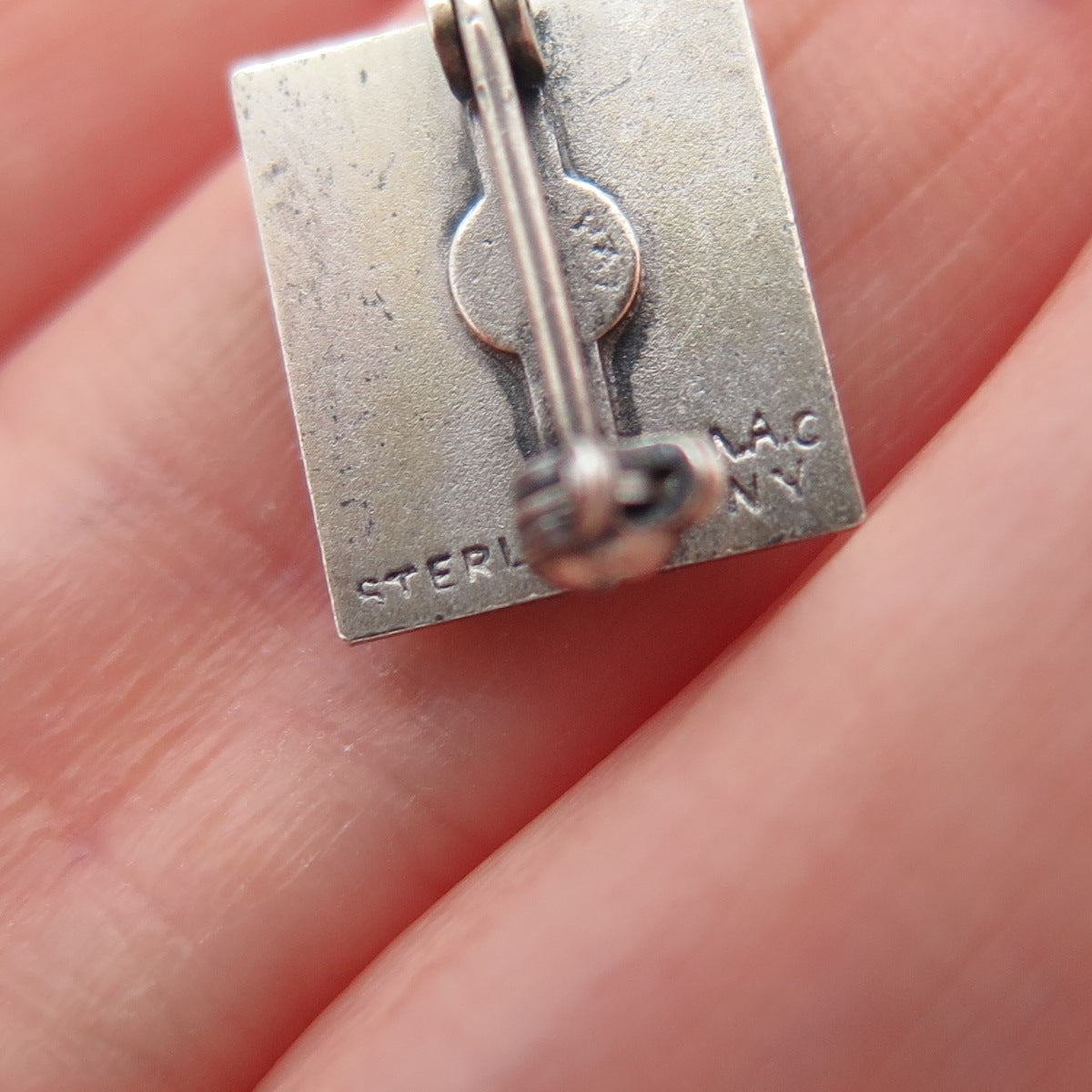 MAC NY 925 Sterling Silver Vintage Kleinert 10 Years Oxidized Mini Pin Brooch