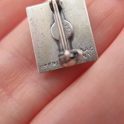 MAC NY 925 Sterling Silver Vintage Kleinert 10 Years Oxidized Mini Pin Brooch