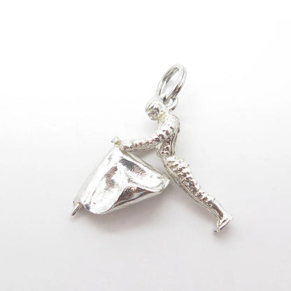 925 Sterling Silver Vintage Toreador 3D Charm Pendant