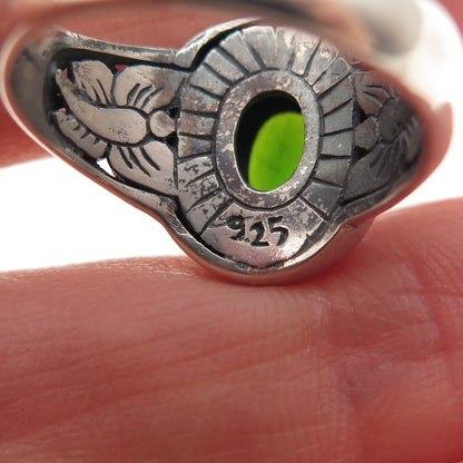 925 Sterling Silver Vintage Real Peridot Butterfly Ring Size 7.25