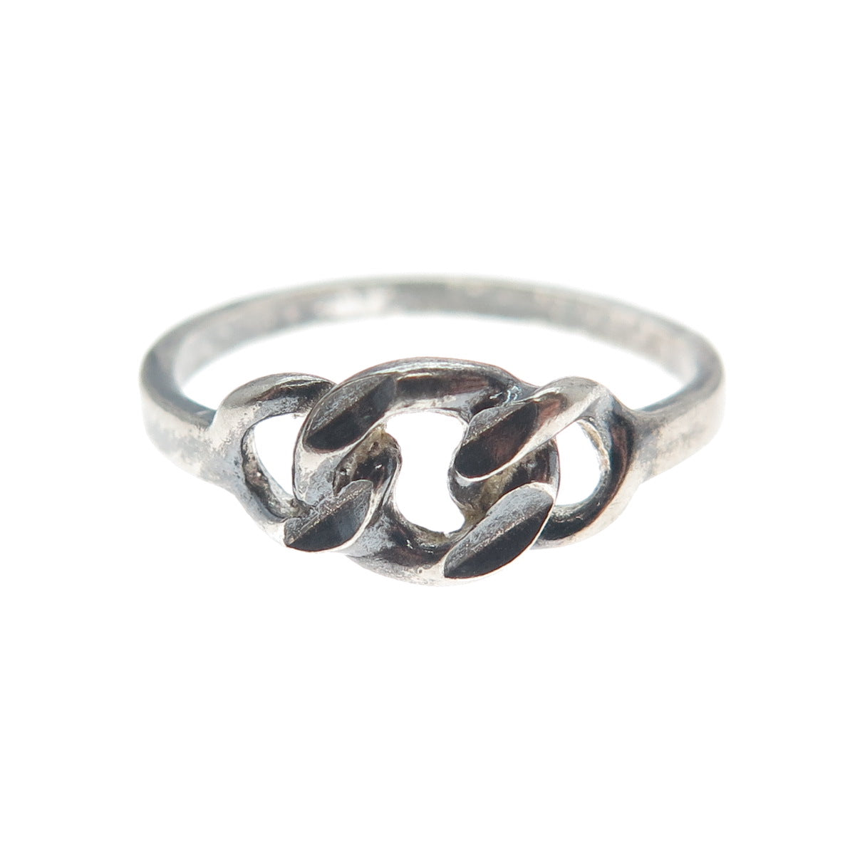 LISA LEE CREATIONS 925 Sterling Vintage Interlocked Circle Oxidized Ring Size 6