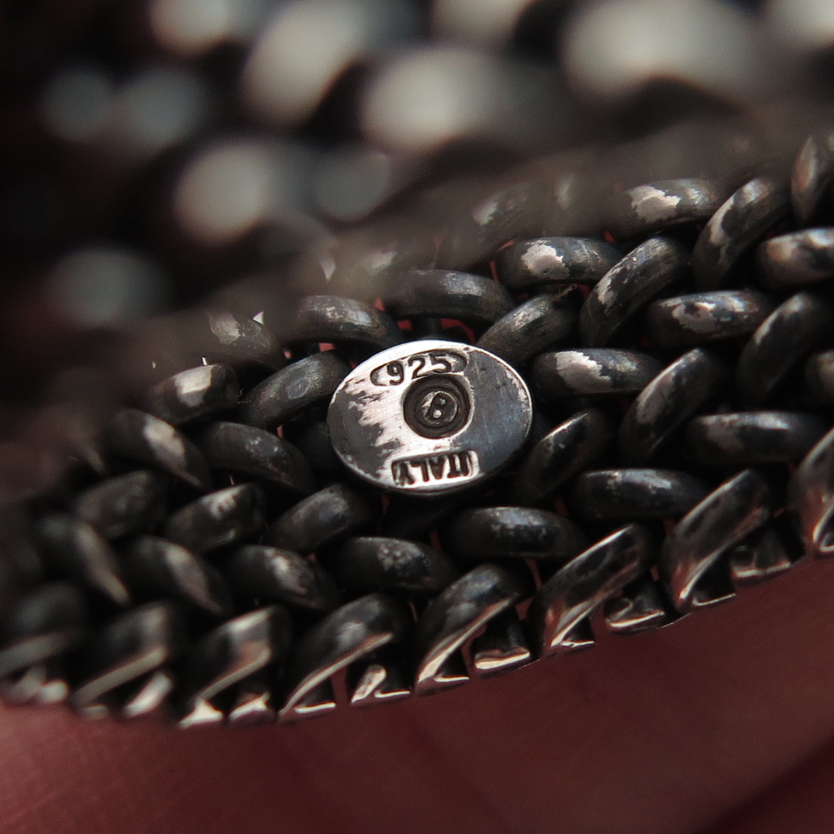 925 Sterling Silver Vintage Italy Mesh Oxidized Wide Band Ring Size 9