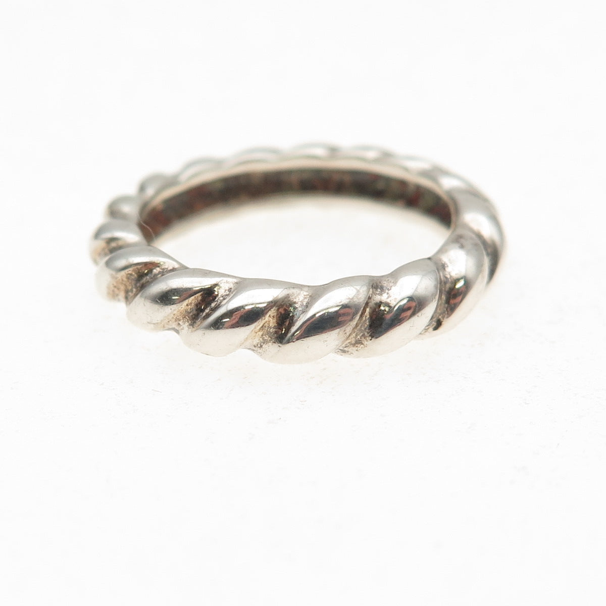 925 Sterling Silver Vintage Rope Oxidized Band Ring Size 5.75