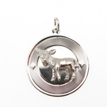 925 Sterling Silver Vintage Donkey Charm Pendant