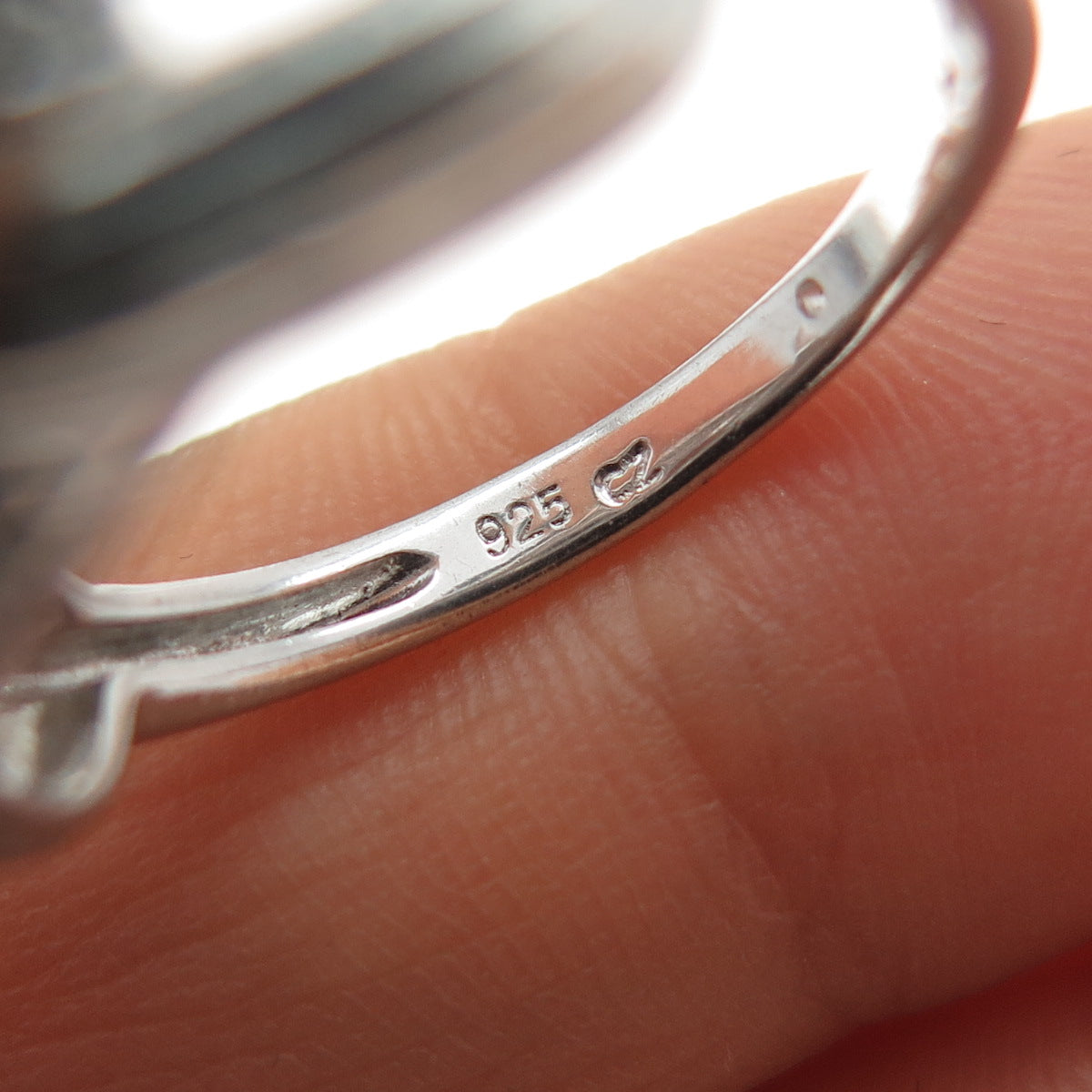 SAI 925 Sterling Silver Round-Cut C Z Chain Link Ring Size 7