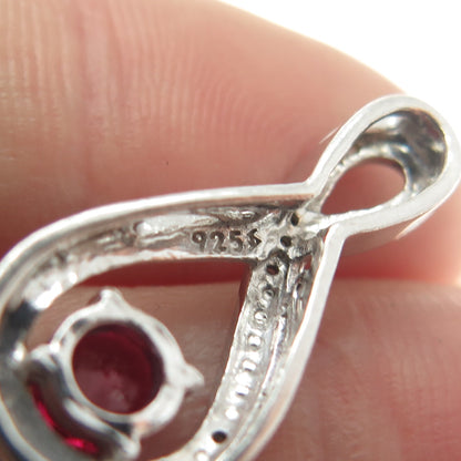 925 Sterling Silver Real Diamond Accent Lab-Created Ruby Infinity Slide Pendant