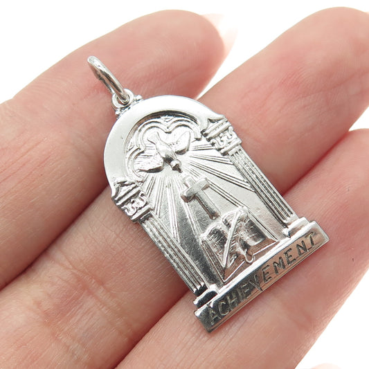 SK & F Sterling Silver Antique Art Deco "Achievement" Holy Spirt Charm Pendant