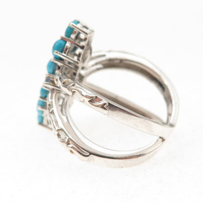 Chuck Clemency 925 Sterling Real Turquoise & Tanzanite Crisscross Ring Size 8.25