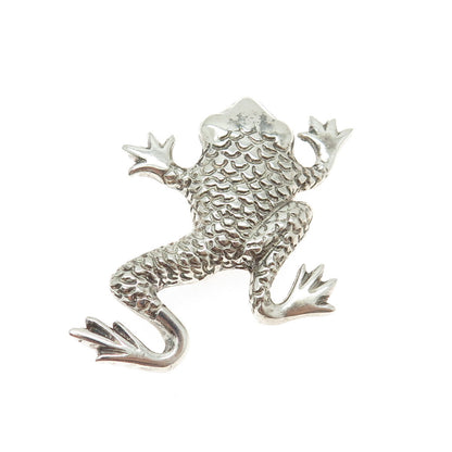 925 Sterling Silver Vintage Mexico Frog For Good Luck Pin Brooch