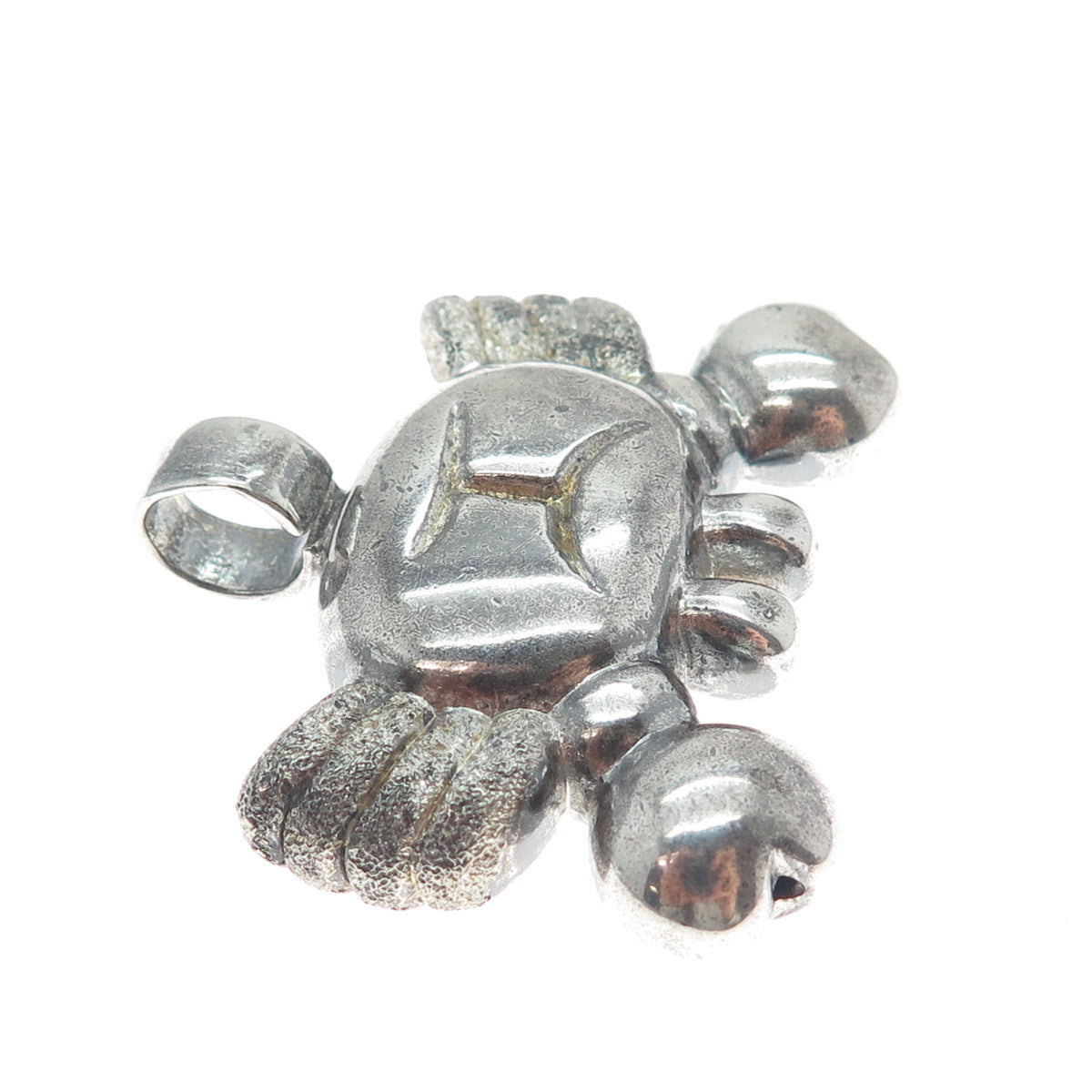 925 Sterling Silver Vintage Cancer Zodiac Sign Oxidized Charm Pendant