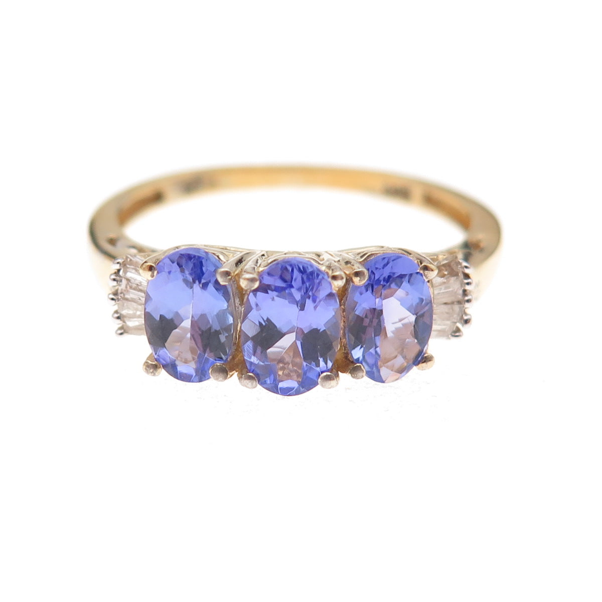 Chuck Clemency 925 Sterling Gold Plated Real Diamond & Tanzanite Ring Size 8.25