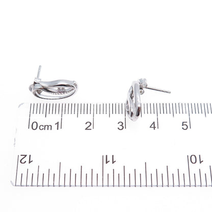 925 Sterling Silver Round-Cut C Z Floral Earrings