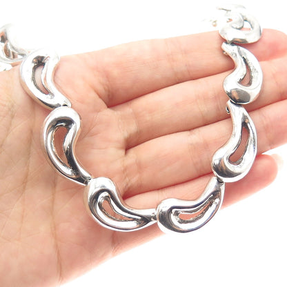 925 Sterling Silver Vintage Mexico Modernist Teardrop Chain Necklace 16"