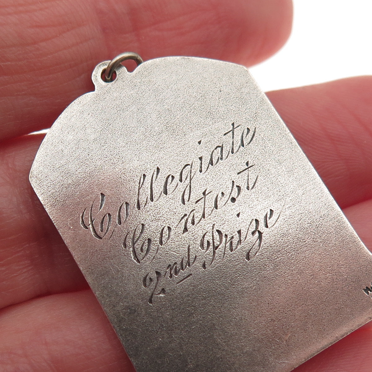 925 Sterling Silver Antique Art Deco Arcadia Ballroom NY Oxidized Charm Pendant