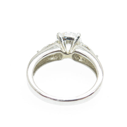 925 Sterling Silver Round & Pear-Cut C Z Engagement Ring Size 5.75