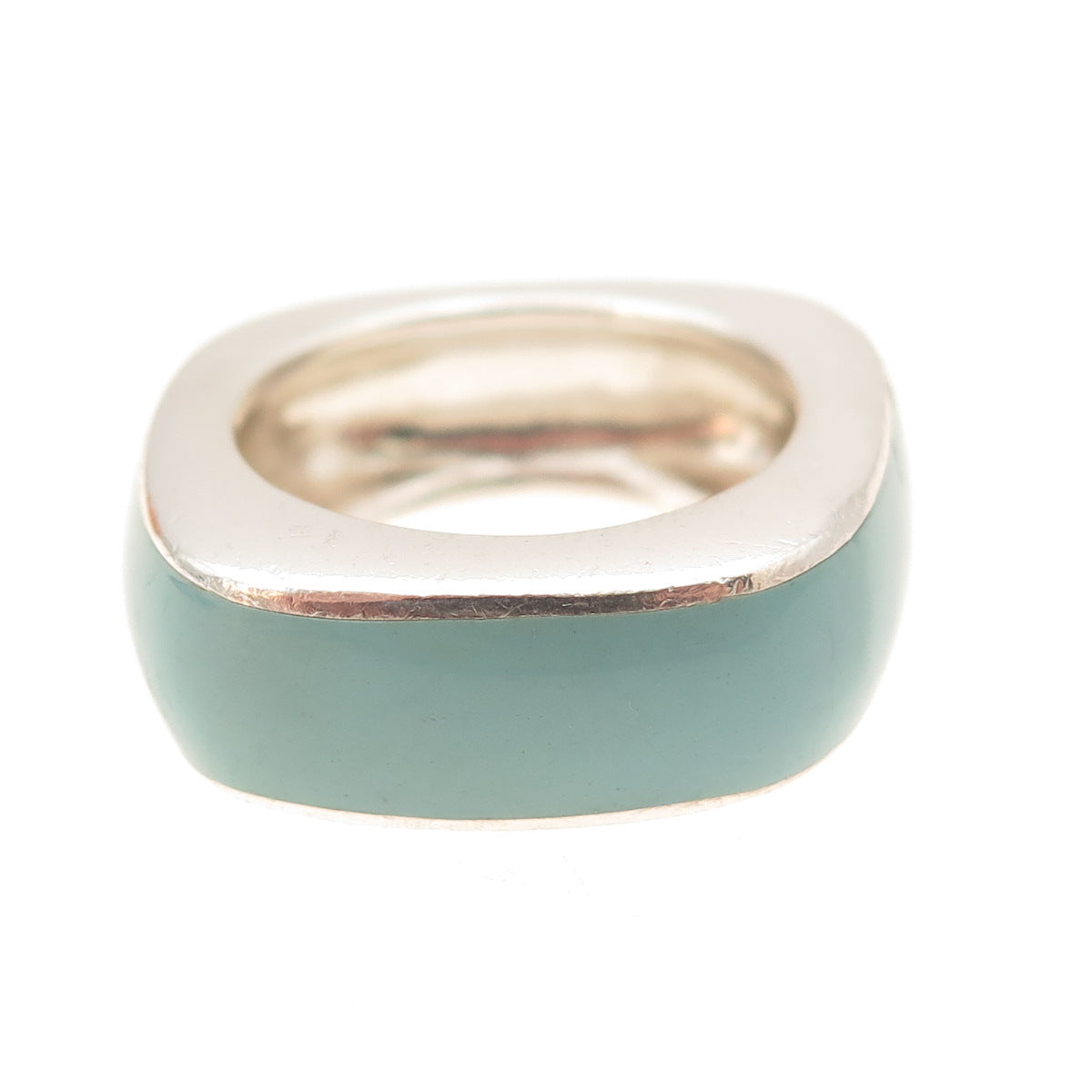 Argento Vivo 925 Sterling Silver Vintage Enamel Modernist Band Ring Size 7