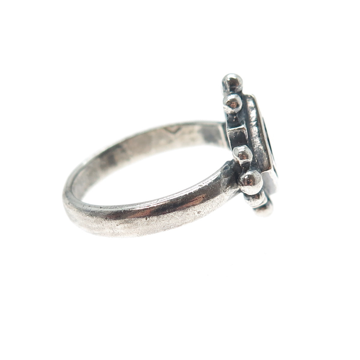 925 Sterling Silver Vintage Real Black Onyx Oxidized Ring Size 8