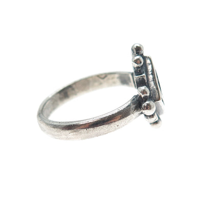 925 Sterling Silver Vintage Real Black Onyx Oxidized Ring Size 8
