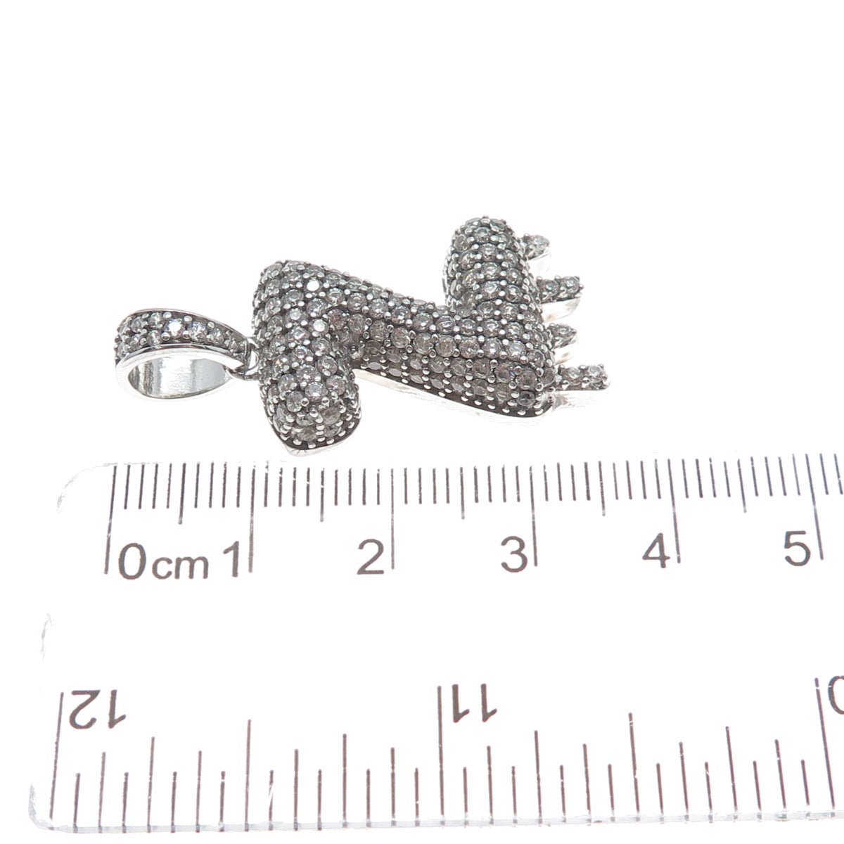 925 Sterling Silver Round-Cut Shaped C Z Letter Z Initial Sparkle Pendant