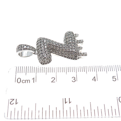 925 Sterling Silver Round-Cut Shaped C Z Letter Z Initial Sparkle Pendant