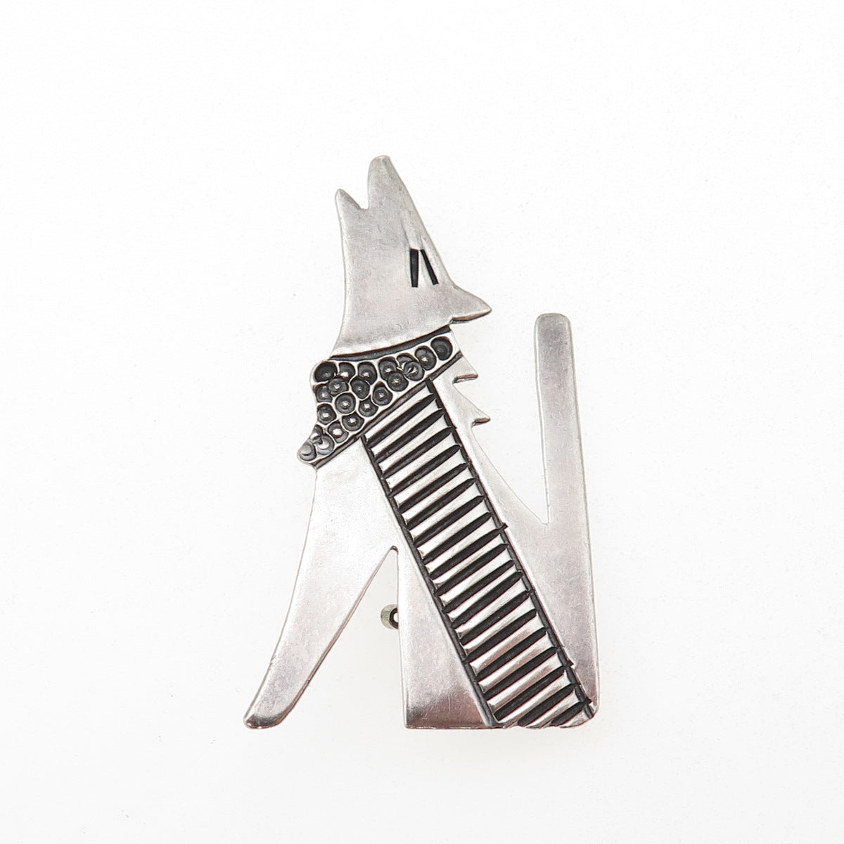 Allison S. Lee Navajo Old Pawn Sterling Silver Vintage Wolf Tribal Pin Brooch
