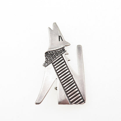Allison S. Lee Navajo Old Pawn Sterling Silver Vintage Wolf Tribal Pin Brooch
