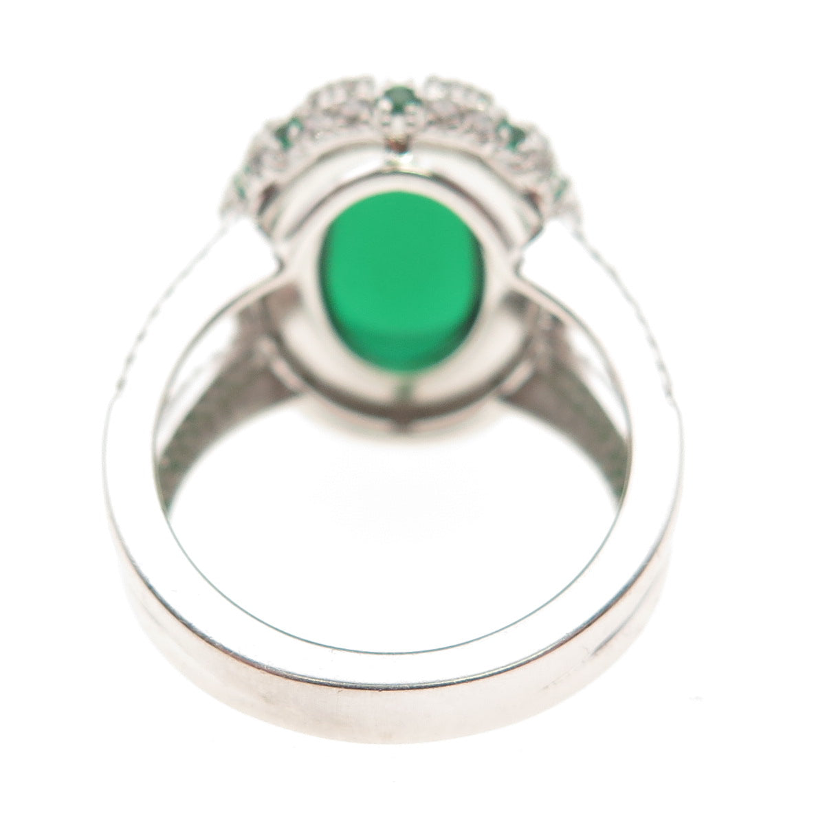 DSMK 925 Sterling Silver Green & White C Z Bohemian Ring Size 7.25