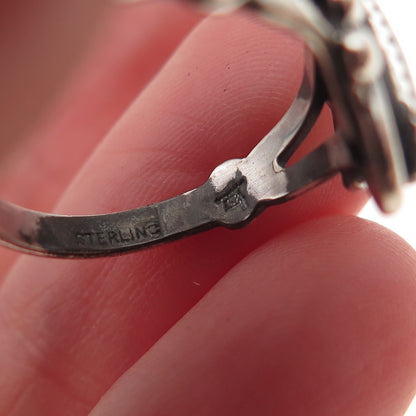 Bell Trading Post Old Pawn 925 Sterling Silver Vintage Hematite Ring Size 5.5