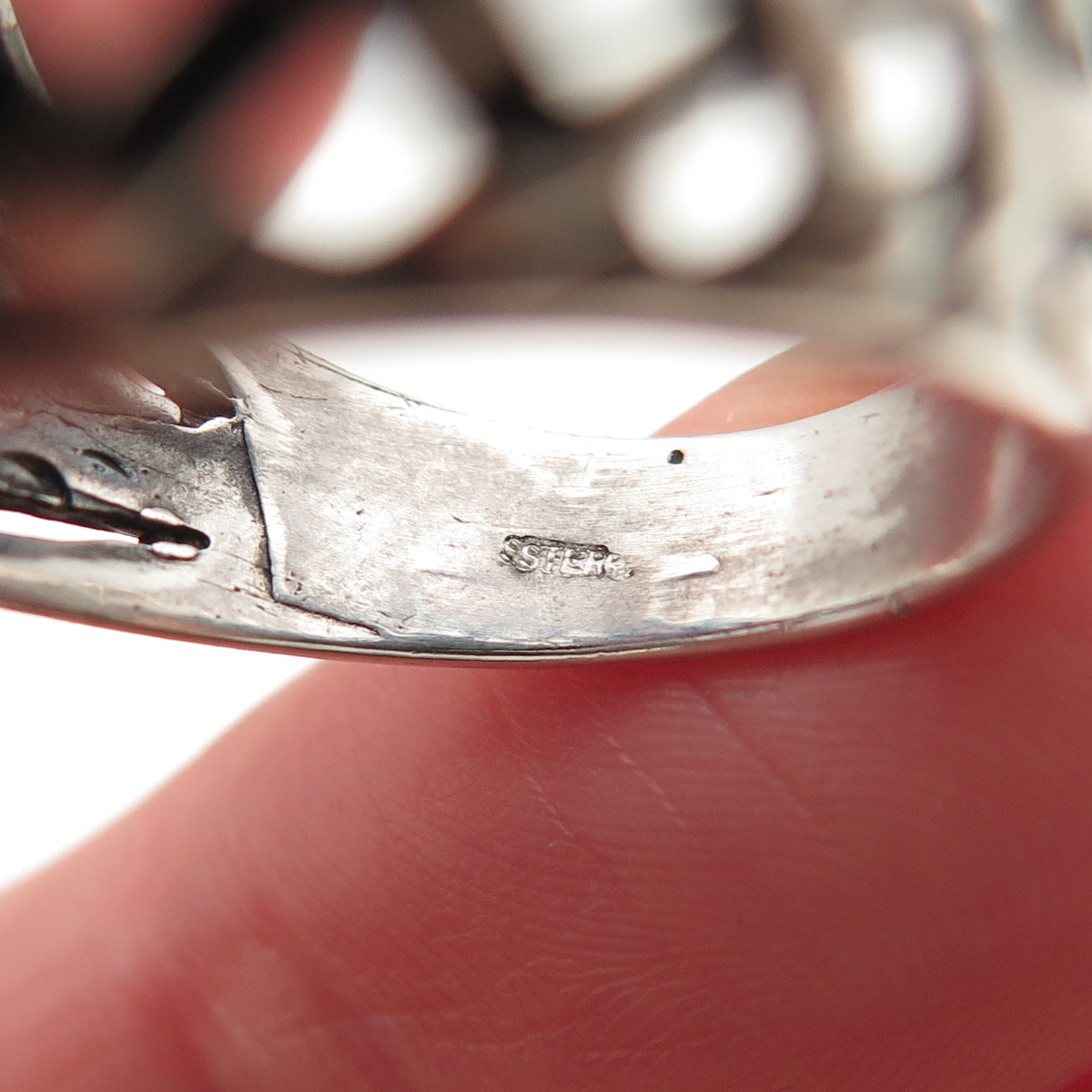 925 Sterling Silver Vintage Woven Dome Oxidized Ring Size 8
