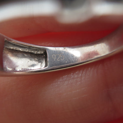 925 Sterling Silver Real Round-Cut Blue & White Diamond X Shape Ring Size 5