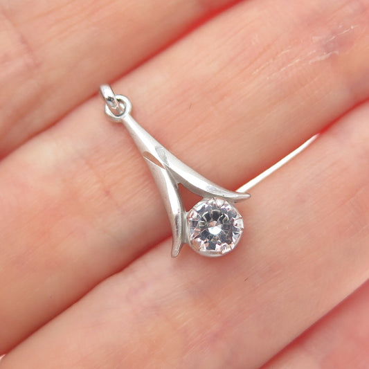 925 Sterling Silver Vintage Round-Cut C Z Squash Blossom Minimalist Pendant