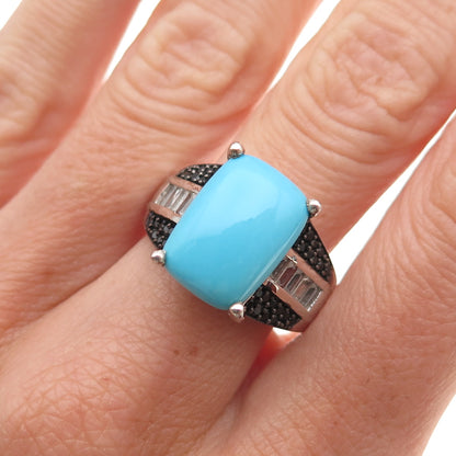 Chuck Clemency 925 Sterling Silver Real Turquoise Spinel & Topaz Ring Size 8.25