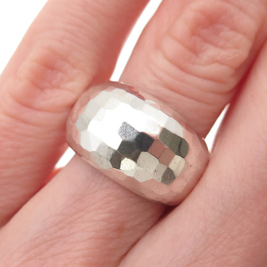 925 Sterling Silver Vintage Mexico Modernist Hammered Ring Size 5.75