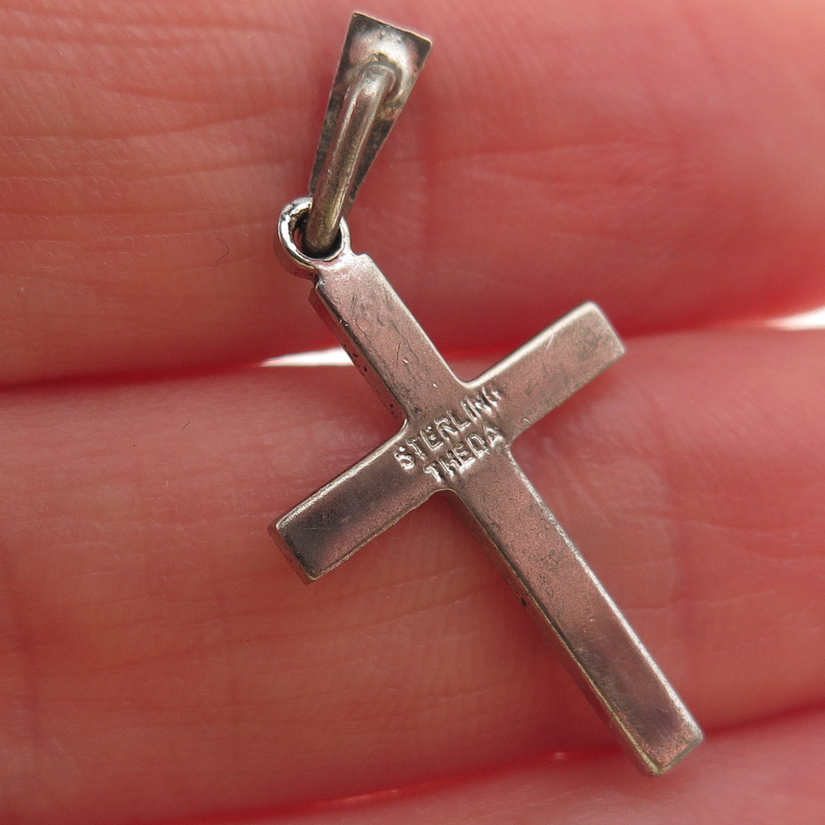 Theda 925 Sterling Silver Antique Art Deco Real Marcasite Cross Charm Pendant